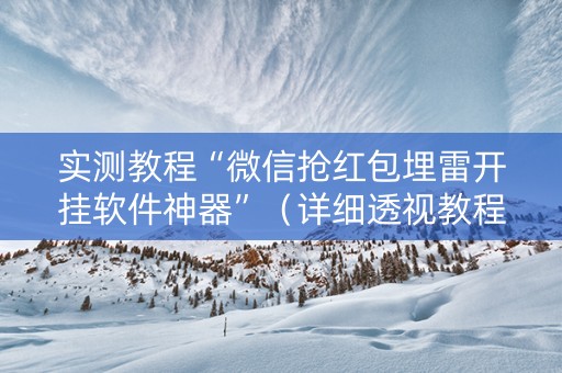 实测教程“微信抢红包埋雷开挂软件神器”（详细透视教程）-哔哩哔哩