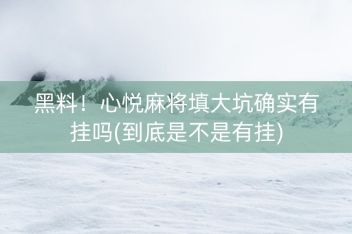 黑料！心悦麻将填大坑确实有挂吗(到底是不是有挂)