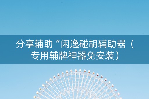 分享辅助“闲逸碰胡辅助器（专用辅牌神器免安装）