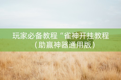玩家必备教程“雀神开挂教程（助赢神器通用版）