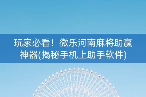 玩家必看！微乐河南麻将助赢神器(揭秘手机上助手软件)