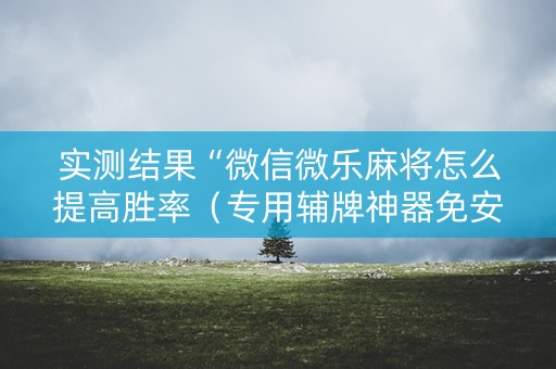 实测结果“微信微乐麻将怎么提高胜率（专用辅牌神器免安装）