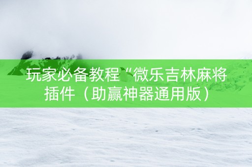 玩家必备教程“微乐吉林麻将插件（助赢神器通用版）