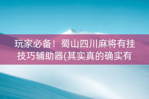 玩家必备！蜀山四川麻将有挂技巧辅助器(其实真的确实有挂)