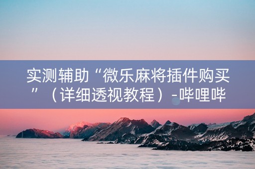实测辅助“微乐麻将插件购买”（详细透视教程）-哔哩哔哩