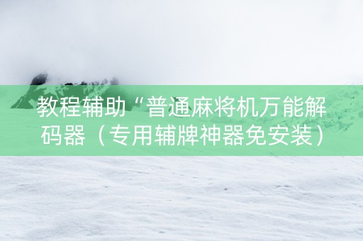 教程辅助“普通麻将机万能解码器（专用辅牌神器免安装）