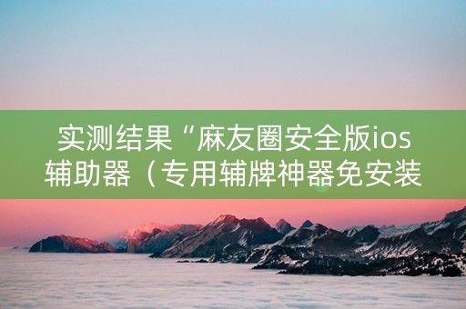 实测结果“麻友圈安全版ios辅助器（专用辅牌神器免安装）