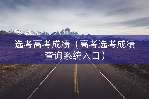选考高考成绩（高考选考成绩查询系统入口）