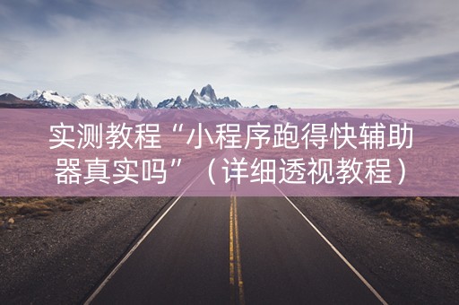 实测教程“小程序跑得快辅助器真实吗”（详细透视教程）-哔哩哔哩