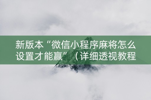 新版本“微信小程序麻将怎么设置才能赢”（详细透视教程）-哔哩哔哩