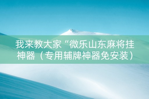 我来教大家“微乐山东麻将挂神器（专用辅牌神器免安装）