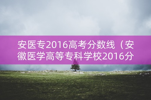 安医专2016高考分数线（安徽医学高等专科学校2016分数线）