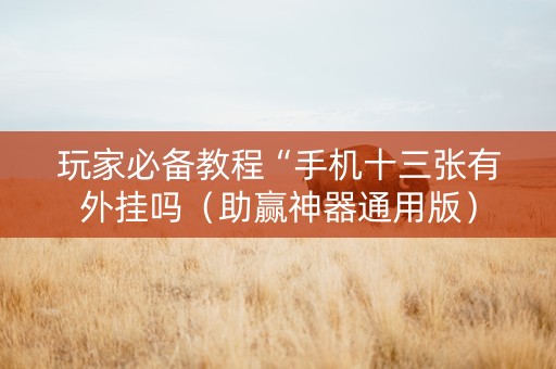 玩家必备教程“手机十三张有外挂吗（助赢神器通用版）