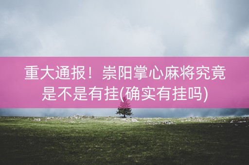 重大通报！崇阳掌心麻将究竟是不是有挂(确实有挂吗)
