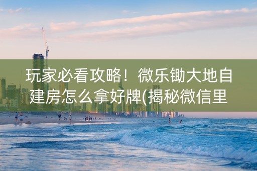 玩家必看攻略！微乐锄大地自建房怎么拿好牌(揭秘微信里输赢技巧)