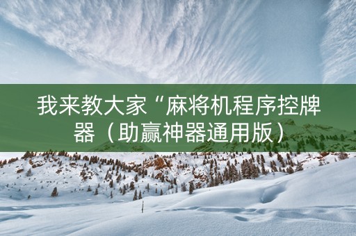 我来教大家“麻将机程序控牌器（助赢神器通用版）