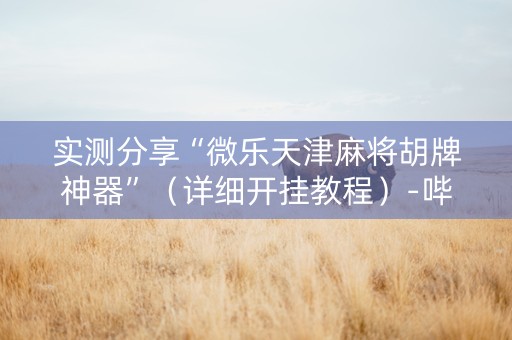 实测分享“微乐天津麻将胡牌神器”（详细开挂教程）-哔哩哔哩
