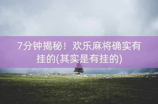 7分钟揭秘！欢乐麻将确实有挂的(其实是有挂的)