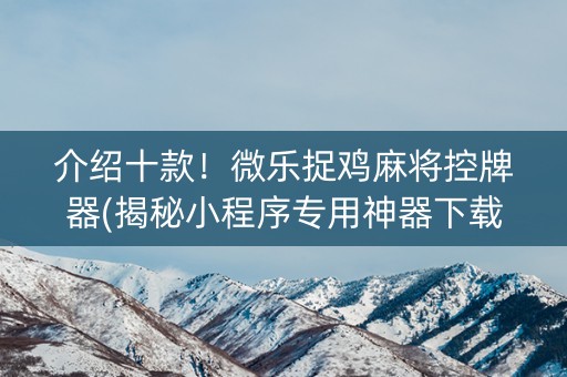 介绍十款！微乐捉鸡麻将控牌器(揭秘小程序专用神器下载)