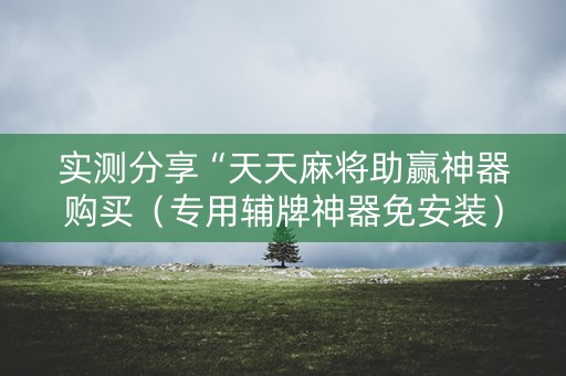 实测分享“天天麻将助赢神器购买（专用辅牌神器免安装）