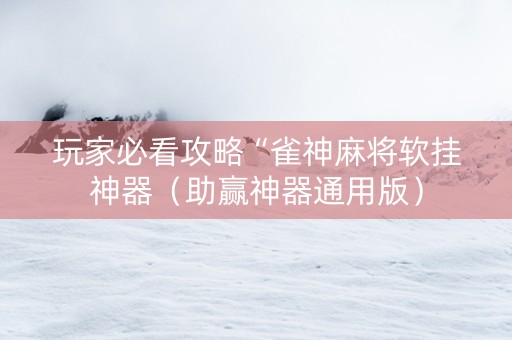玩家必看攻略“雀神麻将软挂神器（助赢神器通用版）
