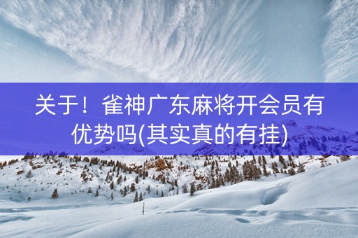 关于！雀神广东麻将开会员有优势吗(其实真的有挂)
