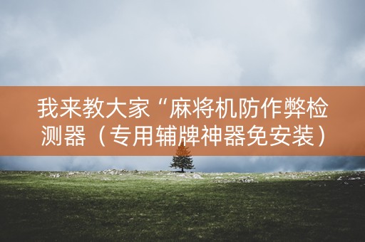 我来教大家“麻将机防作弊检测器（专用辅牌神器免安装）