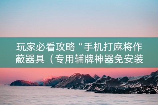 玩家必看攻略“手机打麻将作蔽器具（专用辅牌神器免安装）