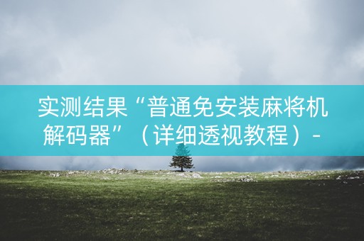 实测结果“普通免安装麻将机解码器”（详细透视教程）-哔哩哔哩