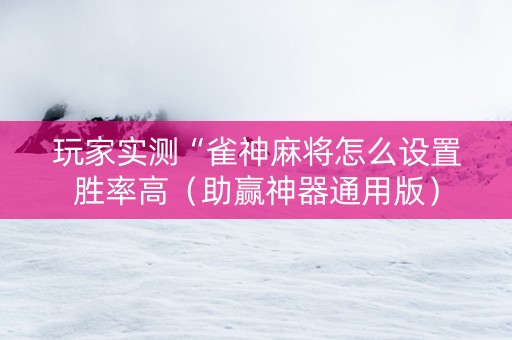 玩家实测“雀神麻将怎么设置胜率高（助赢神器通用版）