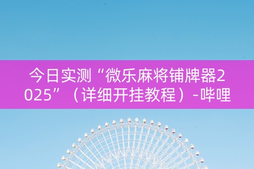 今日实测“微乐麻将铺牌器2025”（详细开挂教程）-哔哩哔哩