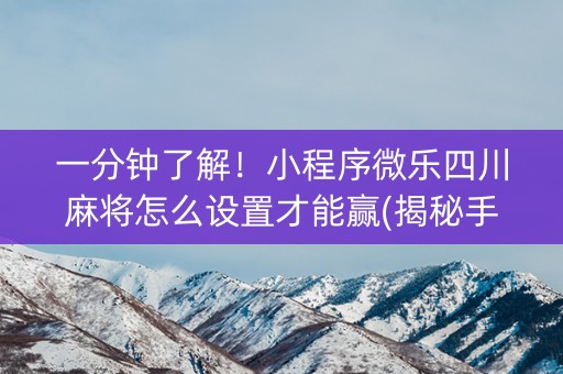 一分钟了解！小程序微乐四川麻将怎么设置才能赢(揭秘手机上提高胜率)