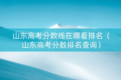 山东高考分数线在哪看排名（山东高考分数排名查询）