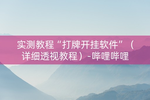 实测教程“打牌开挂软件”（详细透视教程）-哔哩哔哩