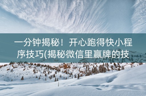 一分钟揭秘！开心跑得快小程序技巧(揭秘微信里赢牌的技巧)