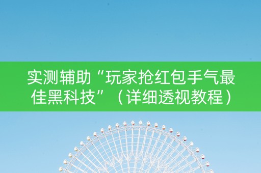 实测辅助“玩家抢红包手气最佳黑科技”（详细透视教程）-哔哩哔哩