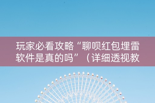 玩家必看攻略“聊呗红包埋雷软件是真的吗”（详细透视教程）-哔哩哔哩