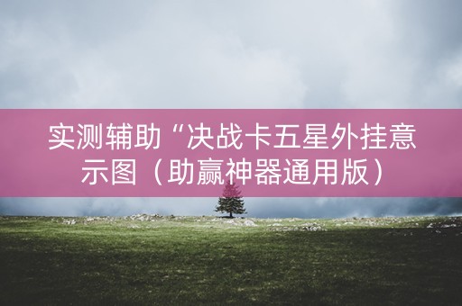 实测辅助“决战卡五星外挂意示图（助赢神器通用版）