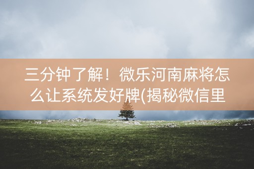 三分钟了解！微乐河南麻将怎么让系统发好牌(揭秘微信里助手软件)