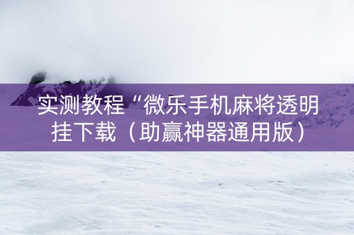 实测教程“微乐手机麻将透明挂下载（助赢神器通用版）