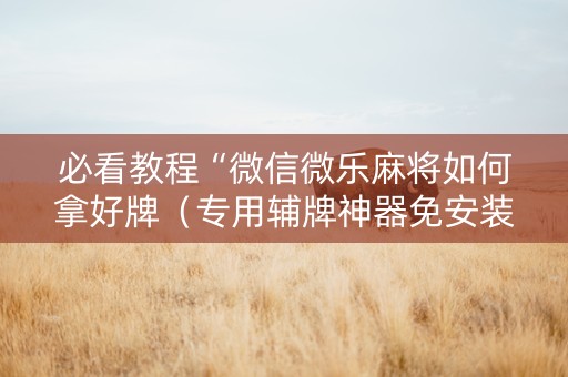 必看教程“微信微乐麻将如何拿好牌（专用辅牌神器免安装）