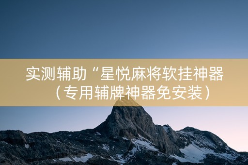 实测辅助“星悦麻将软挂神器（专用辅牌神器免安装）