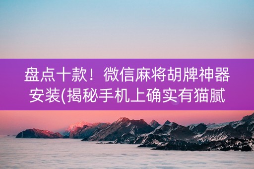 盘点十款！微信麻将胡牌神器安装(揭秘手机上确实有猫腻)