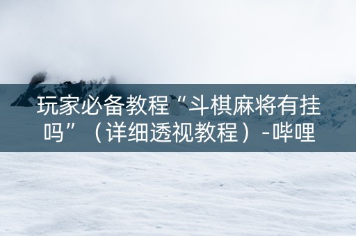 玩家必备教程“斗棋麻将有挂吗”（详细透视教程）-哔哩哔哩