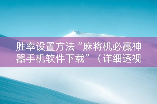 胜率设置方法“麻将机必赢神器手机软件下载”（详细透视教程）-哔哩哔哩