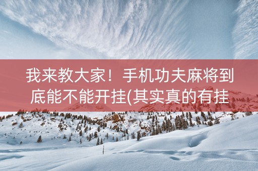 我来教大家！手机功夫麻将到底能不能开挂(其实真的有挂)