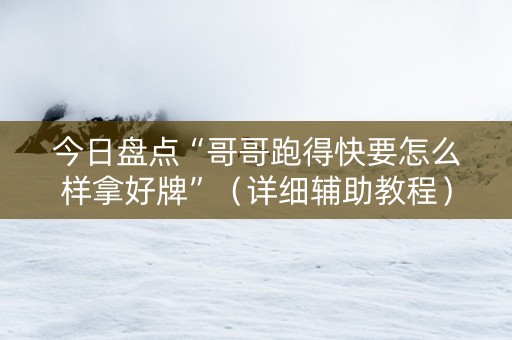 今日盘点“哥哥跑得快要怎么样拿好牌”（详细辅助教程）-哔哩哔哩