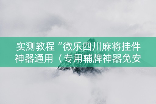 实测教程“微乐四川麻将挂件神器通用（专用辅牌神器免安装）