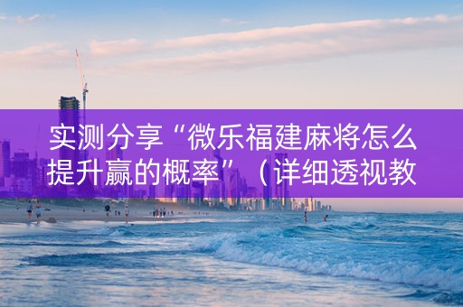 实测分享“微乐福建麻将怎么提升赢的概率”（详细透视教程）-哔哩哔哩