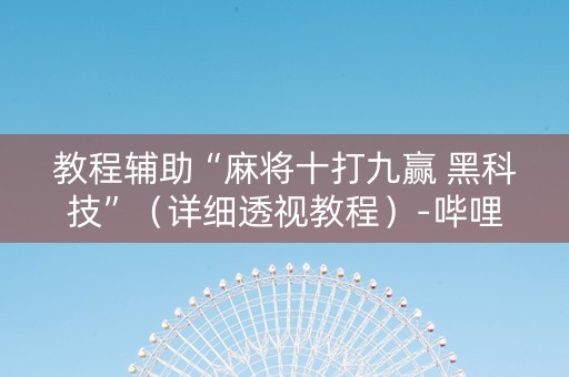教程辅助“麻将十打九赢 黑科技”（详细透视教程）-哔哩哔哩